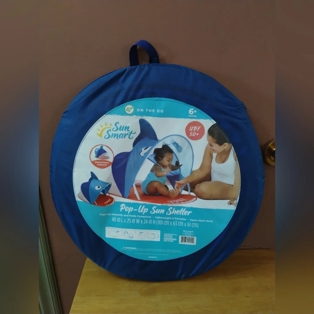 New Sun smart on the go baby beach shark canopy pop up sun shelter